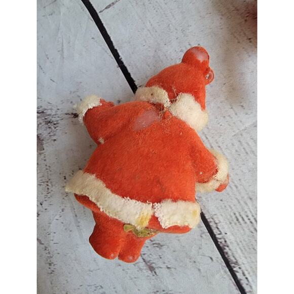 Vintage Flocked Santa Claus 2deer Figuresgold Glitter Made Hong Kong READ - Picture 8 of 11